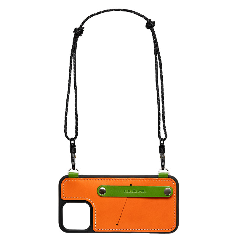 NEEDLEWORK Leather card holder phone case for iPhone 11-16 with Strap