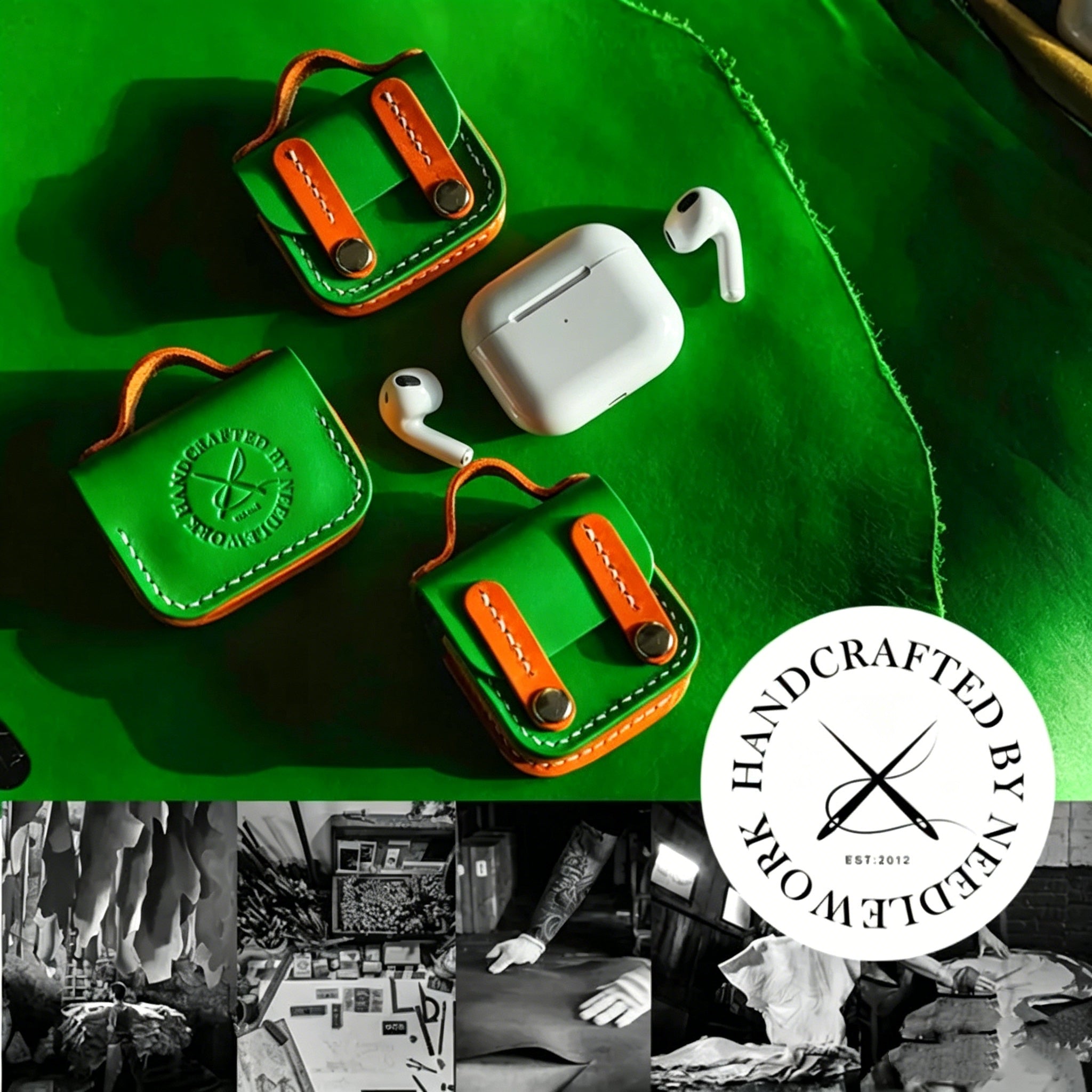 NEEDLEWORK Handcrafted Color-Block Vegetable-Tanned Leather AirPods Case: Why It Outperforms Ordinary Market Earbud Cases