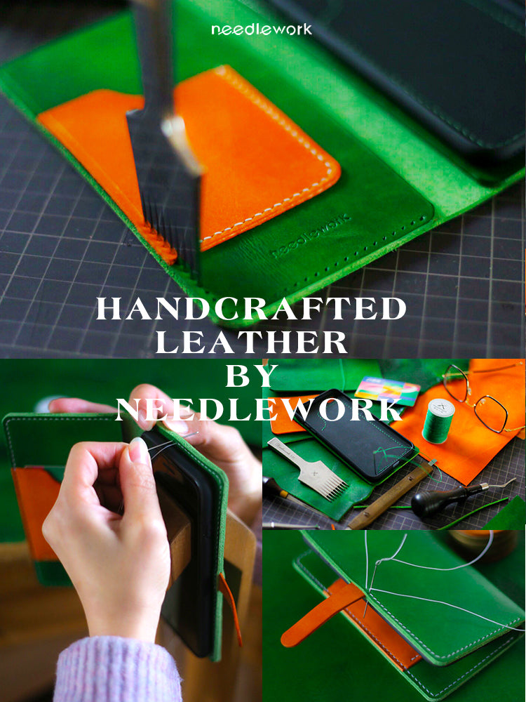 NEEDLEWORK Handcrafted Leather Galaxy Z Fold 5/Fold 6/Fold 7 Flip Cover Wallet Phone Case