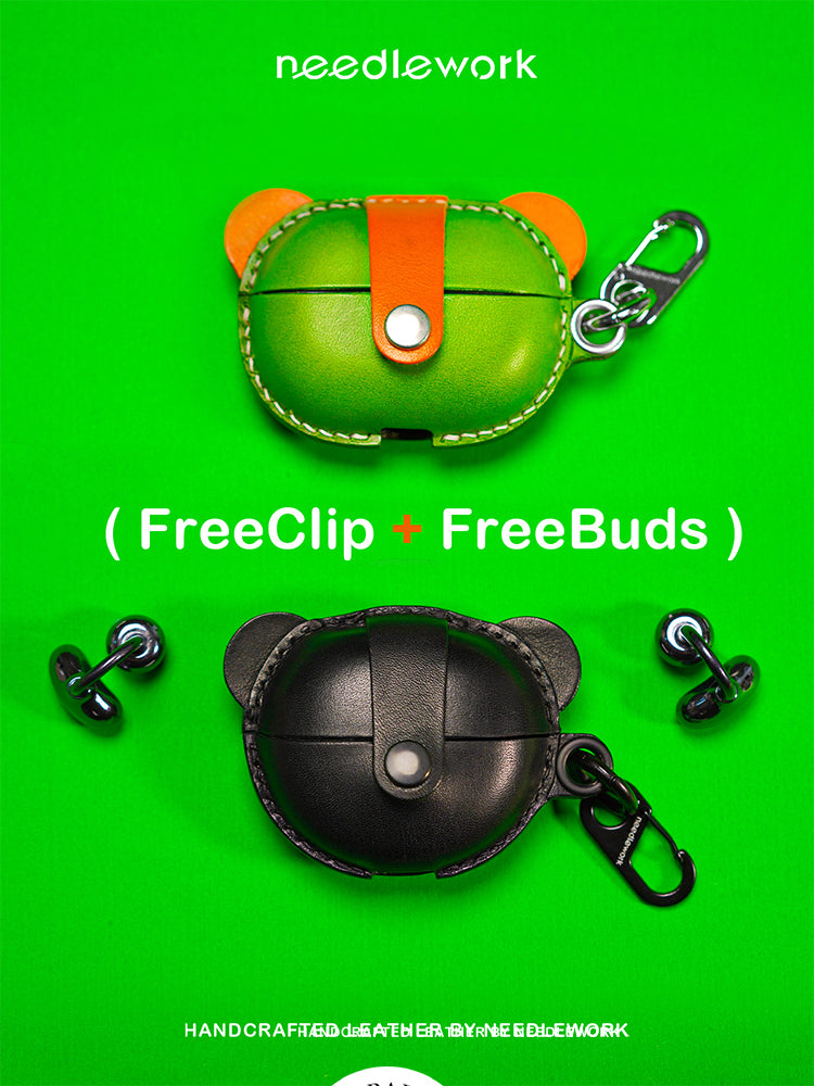 NEEDLEWORK Handcrafted Leather Freebuds pro/ Freeclip Earphone Cases Mickey Mouse Cartoon Style