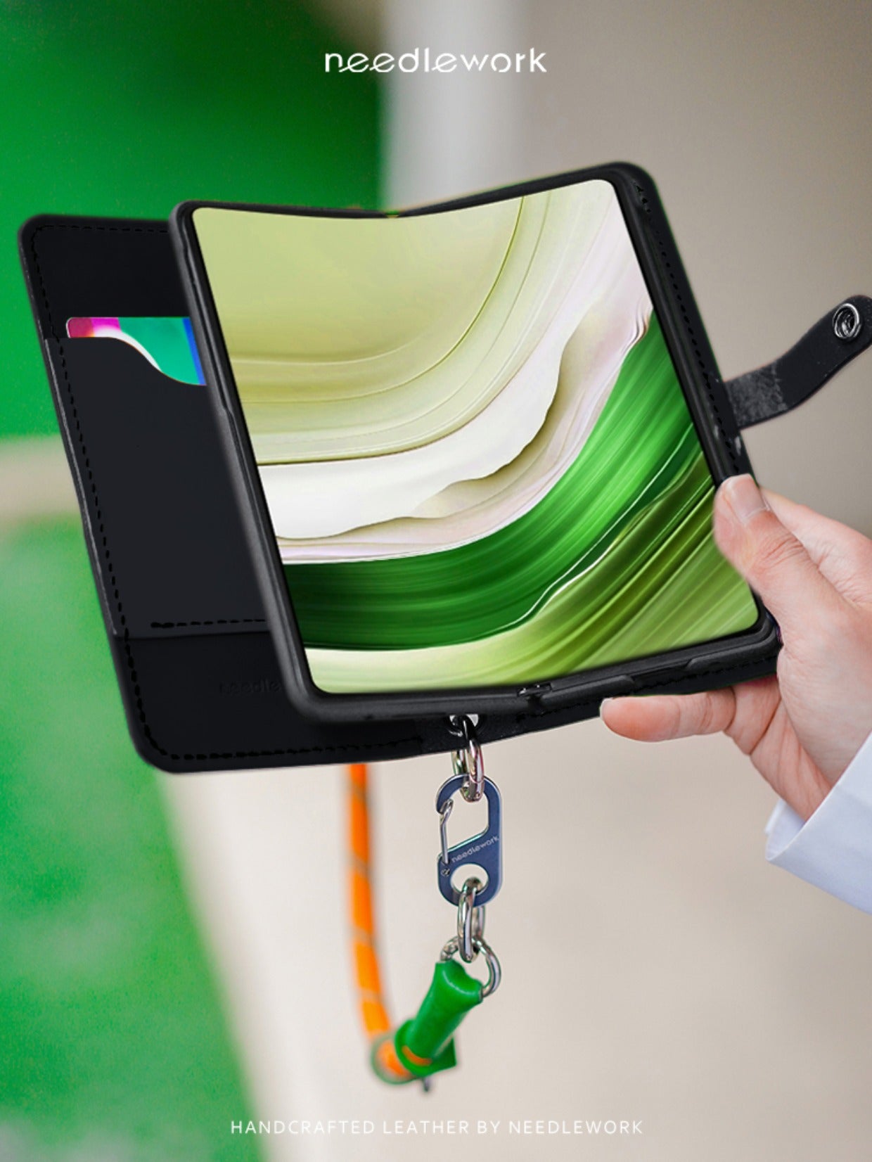 NEEDLEWORK Handcrafted Leather Galaxy Z Fold 5/Fold 6/Fold 7 Flip Cover Wallet Phone Case