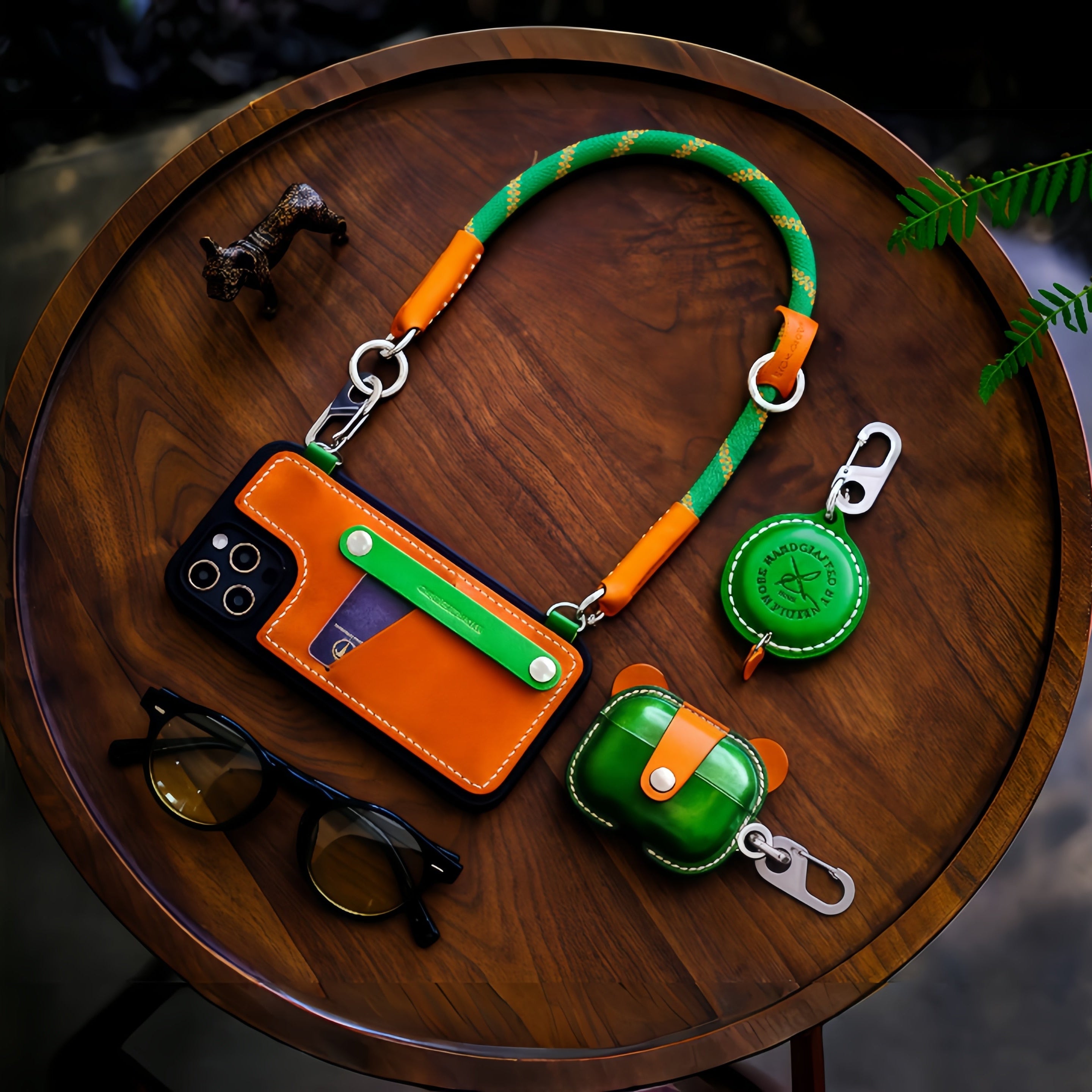 NEEDLEWORK leather card holder phone case for iPhone 11-16 with colorful strap