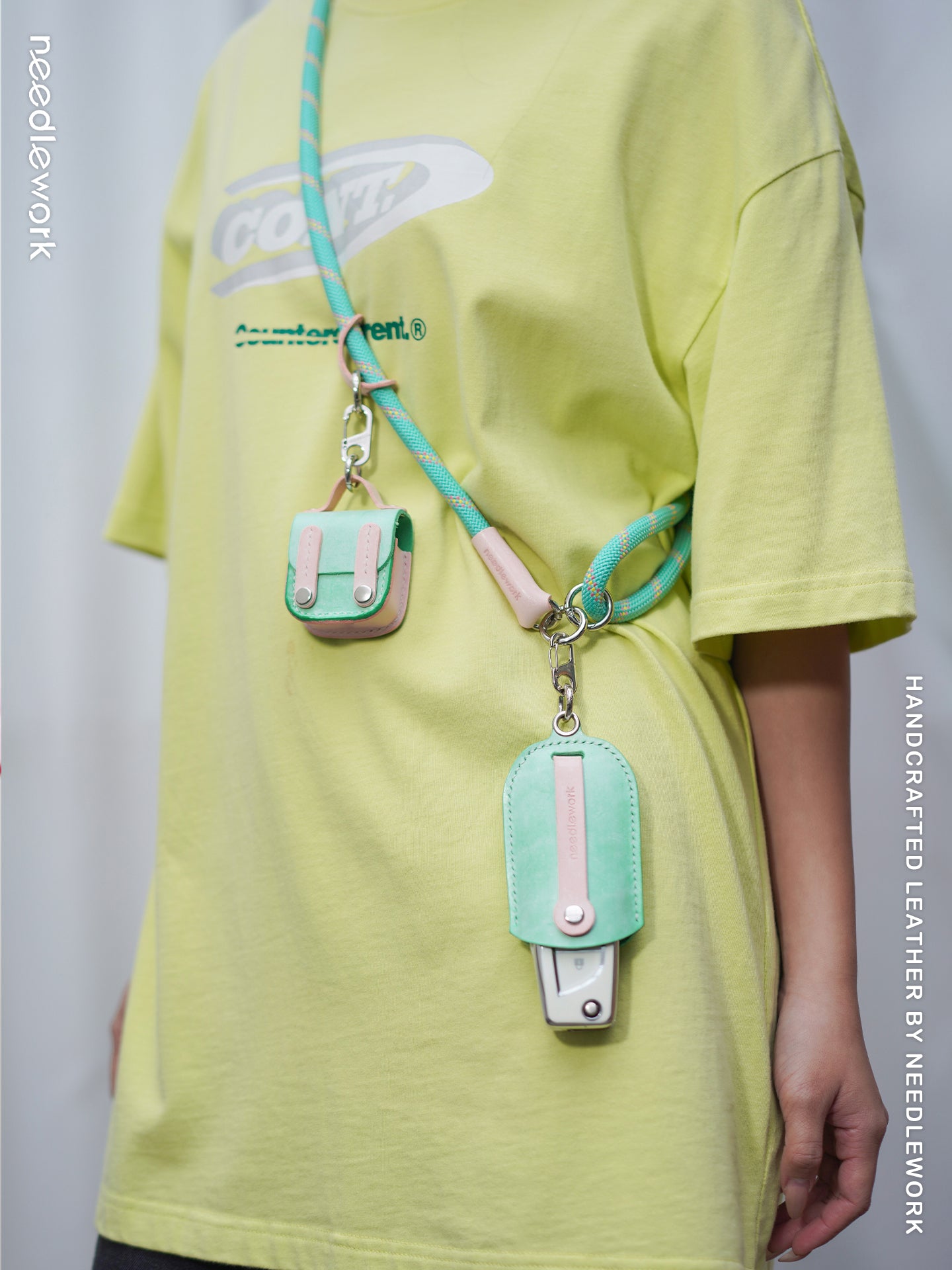 NEEDLEWORK Handcrafted Leather Keychain Universal fit Car Key Cover