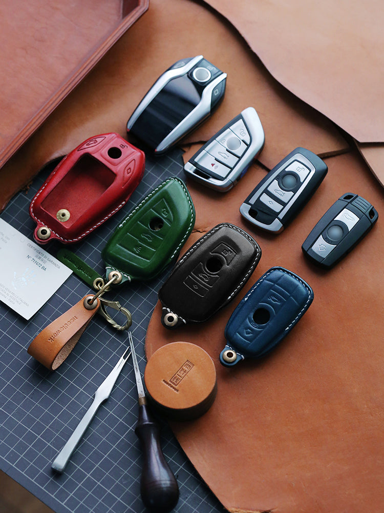 NEEDLEWORK Leather Car Key Cases for BavarianMotoWork(BMW) Car
