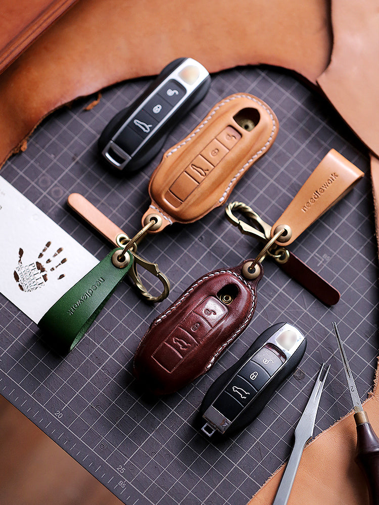NEEDLEWORK Leather Car Key Cases for Macan Panamera Cayenne