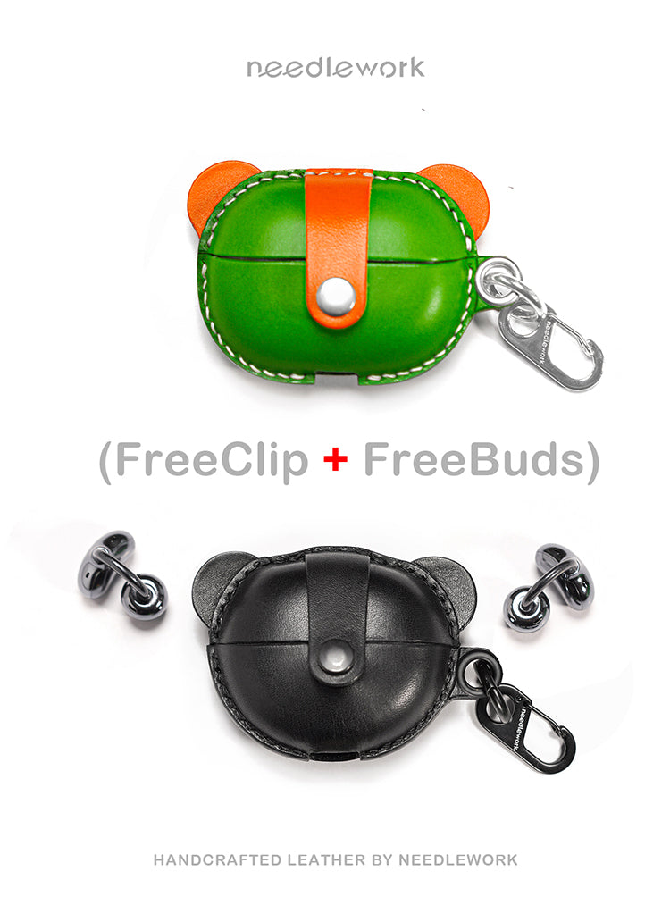 NEEDLEWORK Handcrafted Leather Freebuds pro/ Freeclip Earphone Cases Mickey Mouse Cartoon Style