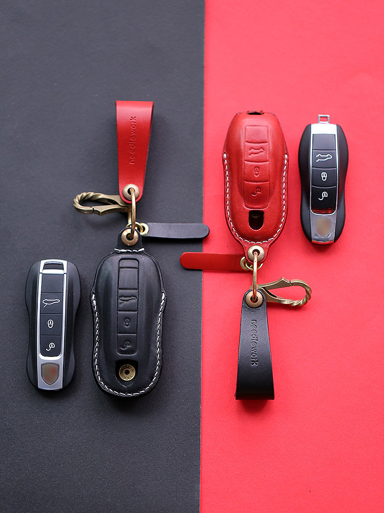 NEEDLEWORK Leather Car Key Cases for Macan Panamera Cayenne