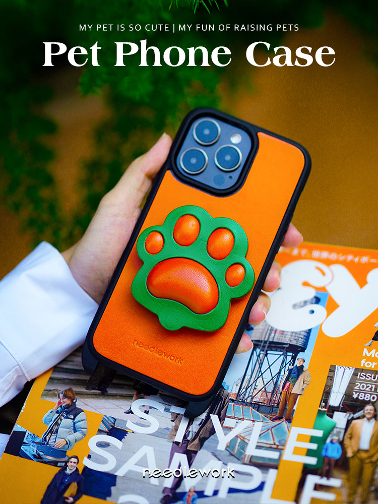 NEEDLEWORK Leather Pet's paw holder phone case for iPhone 11-16