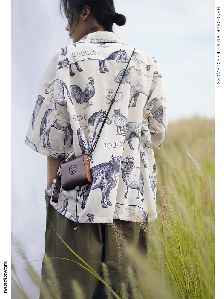 NEEDLEWORK Classic retro creative Leather multifunctional storage bag