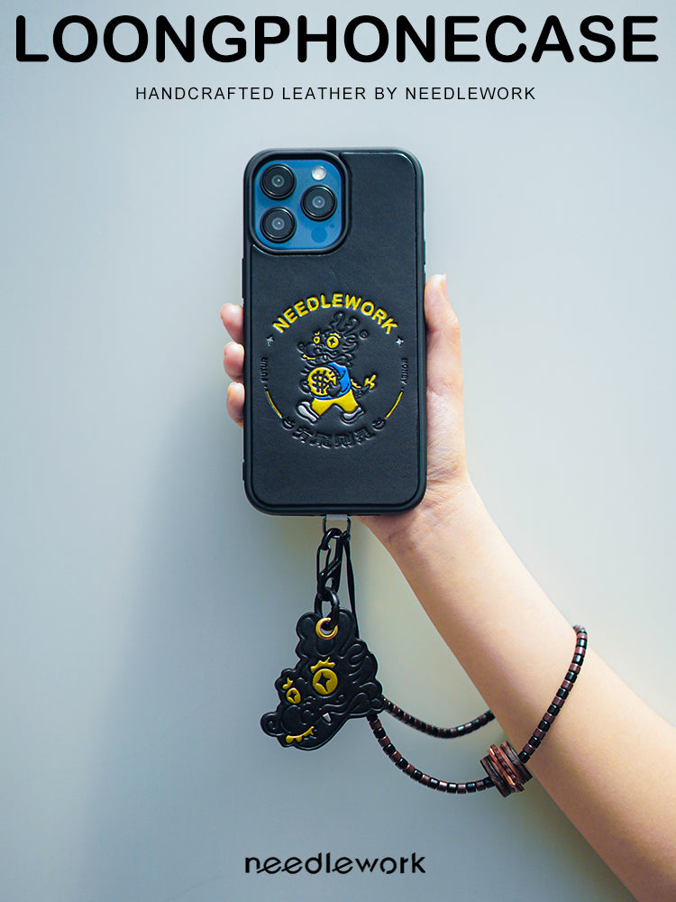 NEEDLEWORK Leather embossing hand-Painted Dragon Portrait  phone case for iPhone 11-16