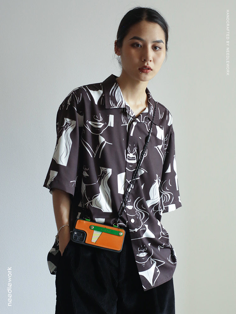 NEEDLEWORK Leather card holder phone case for iPhone 11-16 with Strap