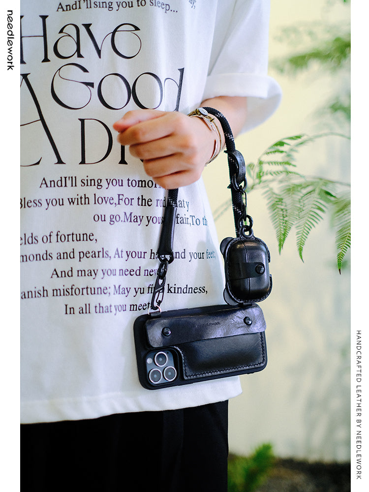 NEEDLEWORK Leather Purse Phone Case for iPhone 11-16 with colorful Strap