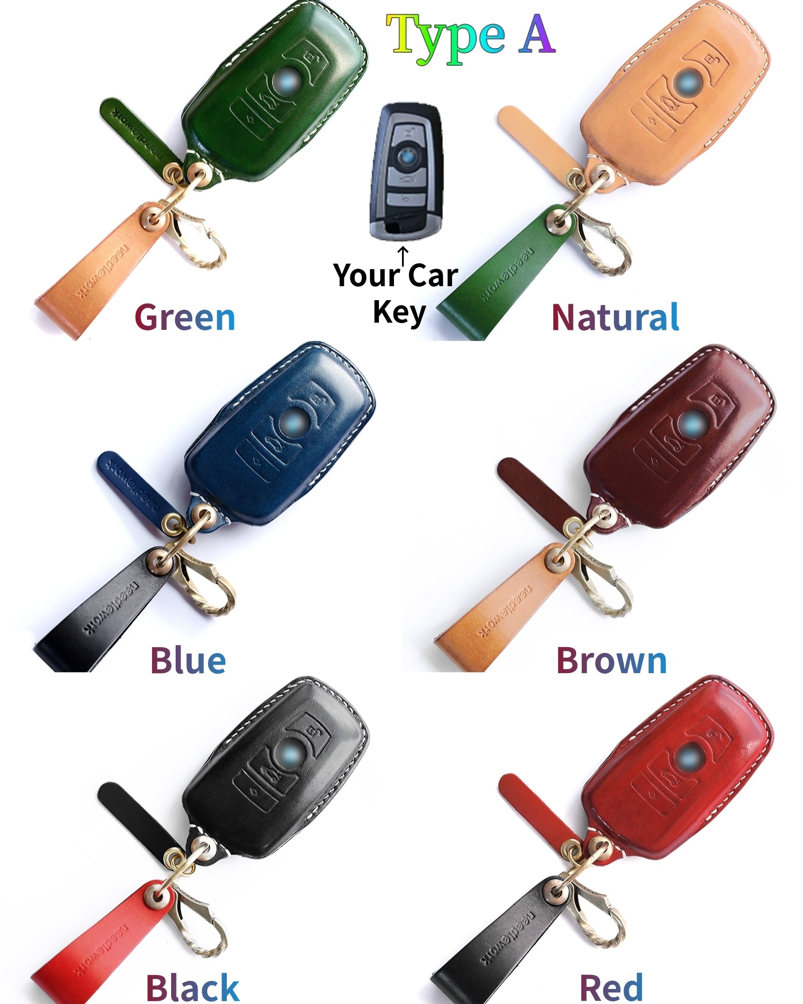 NEEDLEWORK Leather Car Key Cases for BavarianMotoWork(BMW) Car