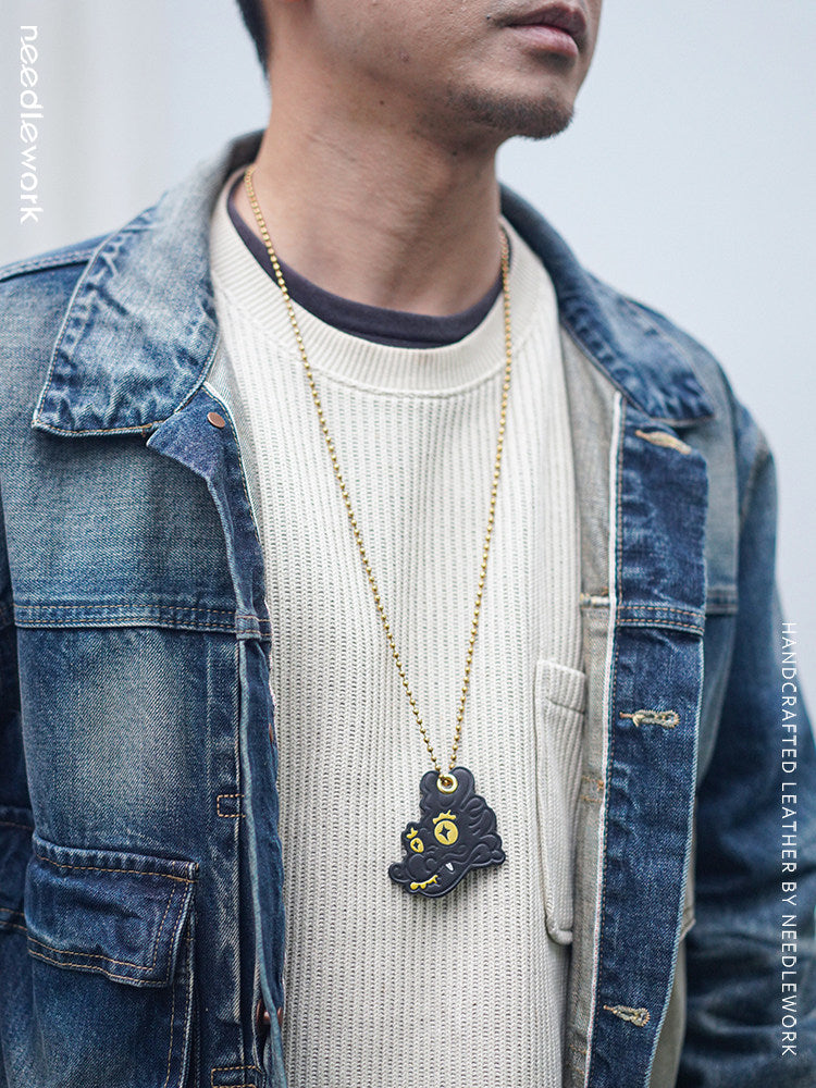 Needlework Hand-Painted Leather Lucky Dragon Character Keychain | Cowhide Bag Charm