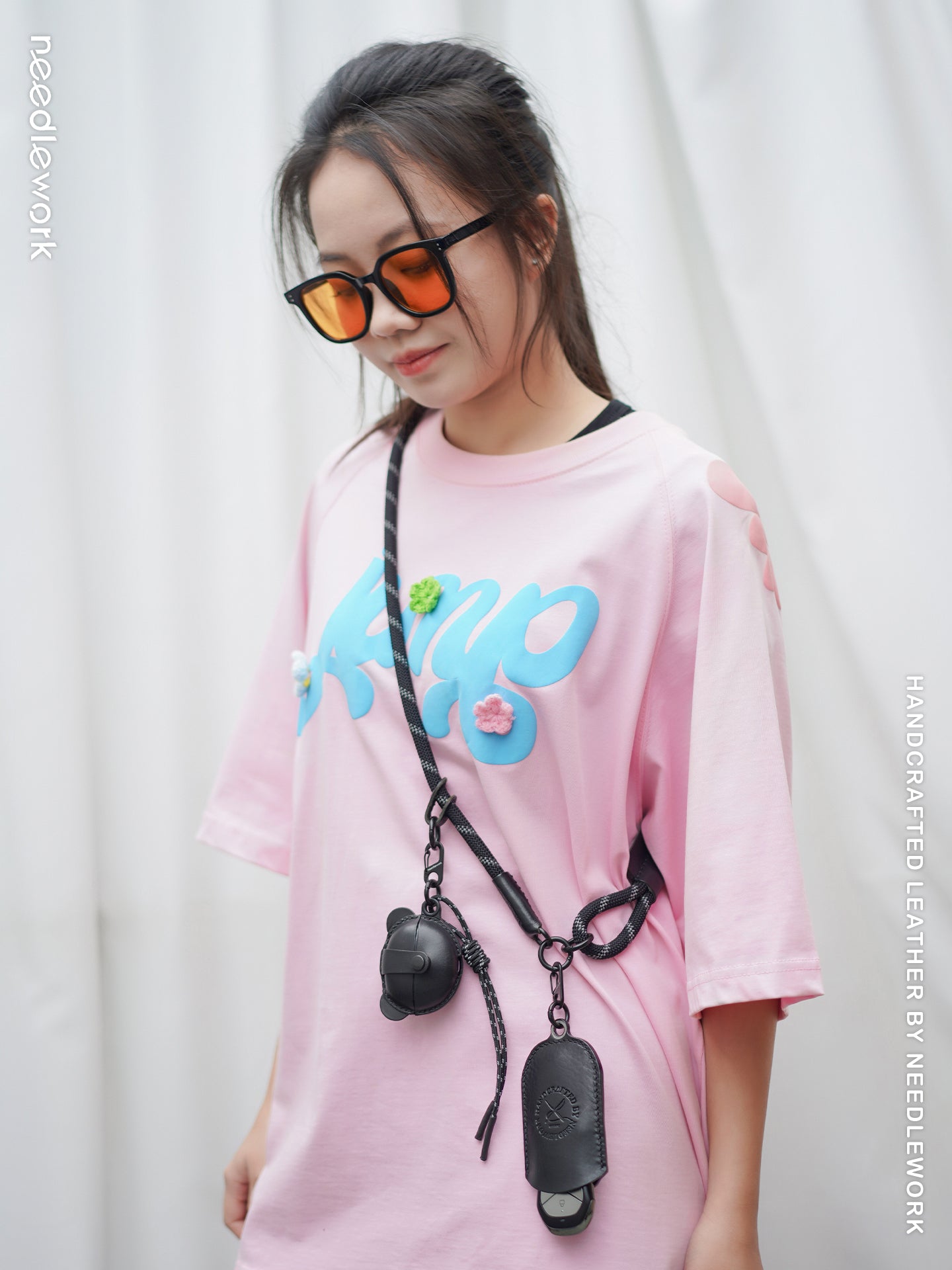 NEEDLEWORK Handcrafted Leather Freebuds pro/ Freeclip Earphone Cases Mickey Mouse Cartoon Style