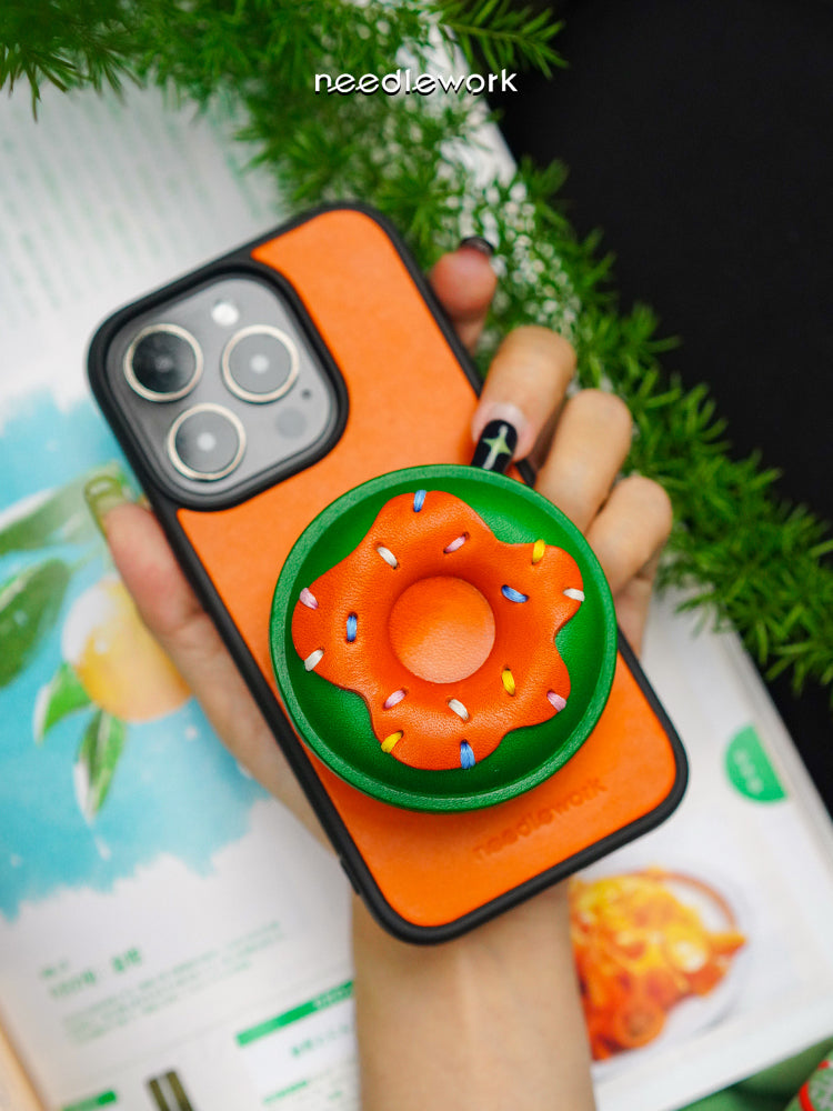 NEEDLEWORK Leather Donuts holder phone case for iPhone 11-16