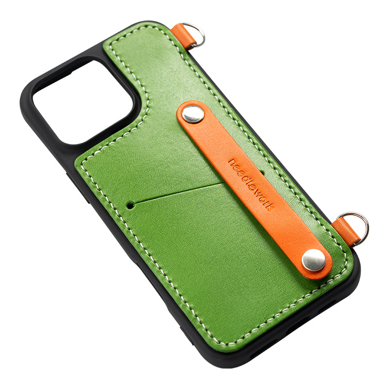 NEEDLEWORK Leather card holder phone case for iPhone 11-16 with Strap