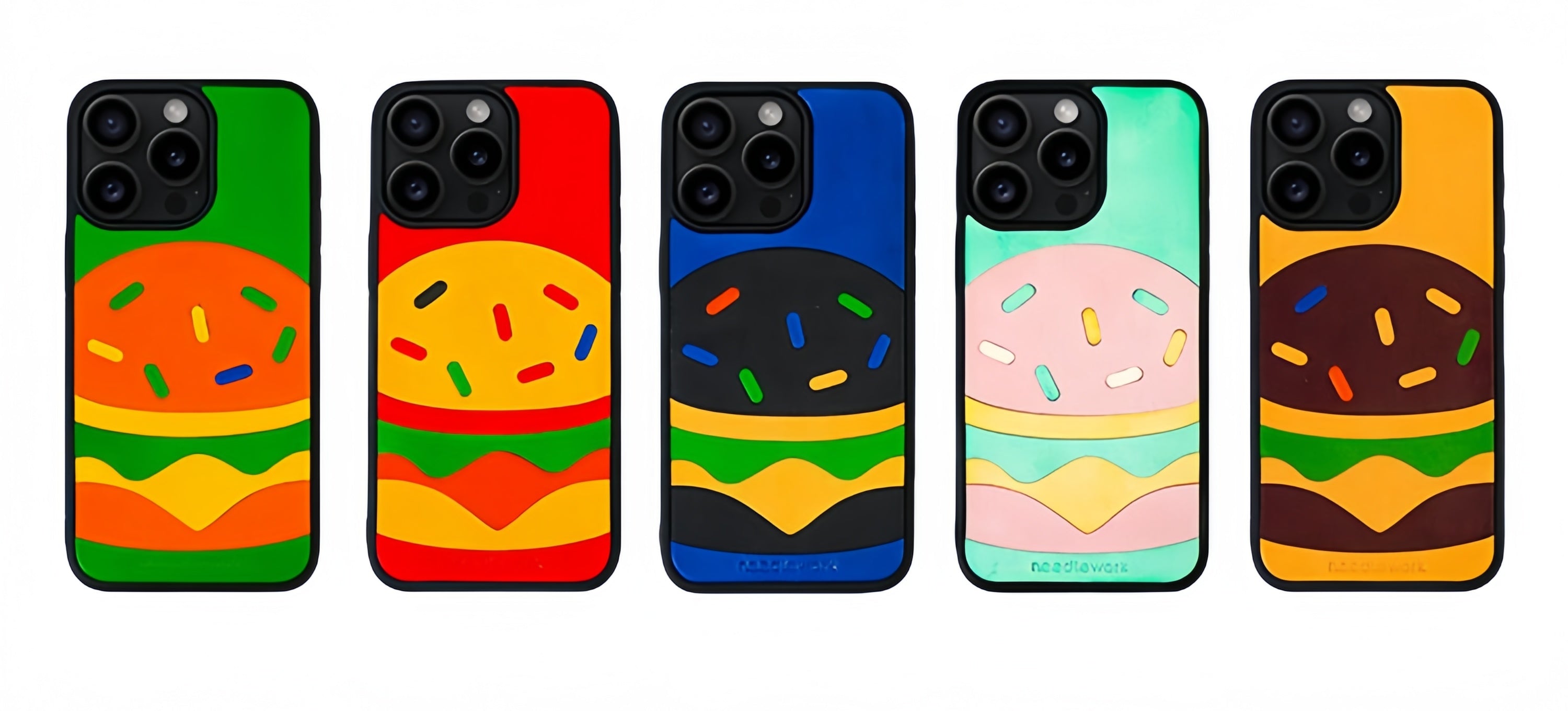 NEEDLEWORK Leather Hamburger phone case for iPhone 11-13