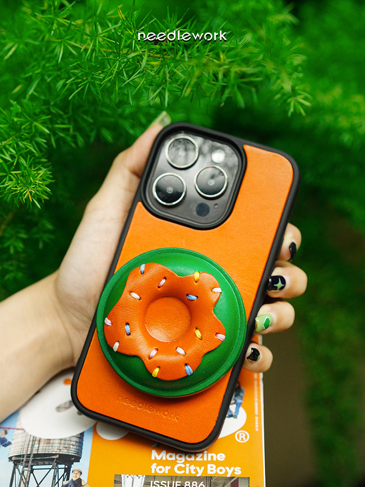 NEEDLEWORK Leather Donuts holder phone case for iPhone 11-16