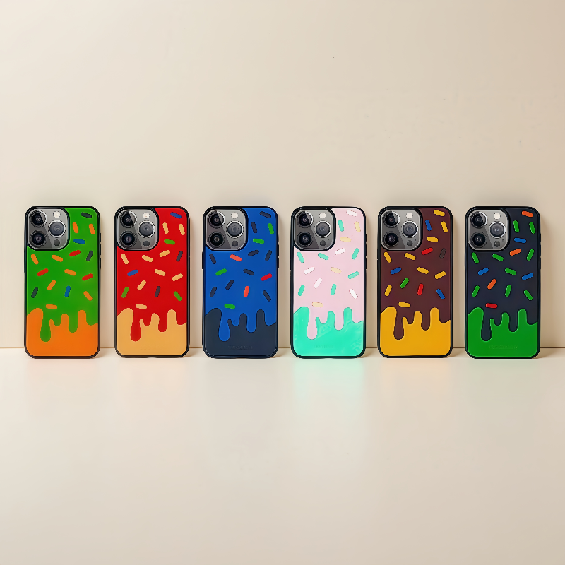 NEEDLEWORK Handcrafted Leather Ice Cream Mirror Holder Phone Case