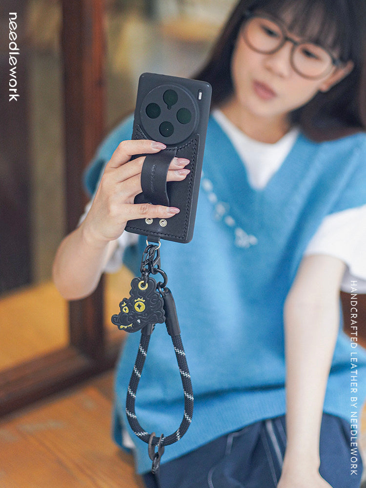 NEEDLEWORK Leather hanging neck strap phone case for vivo X200/X300/Pro