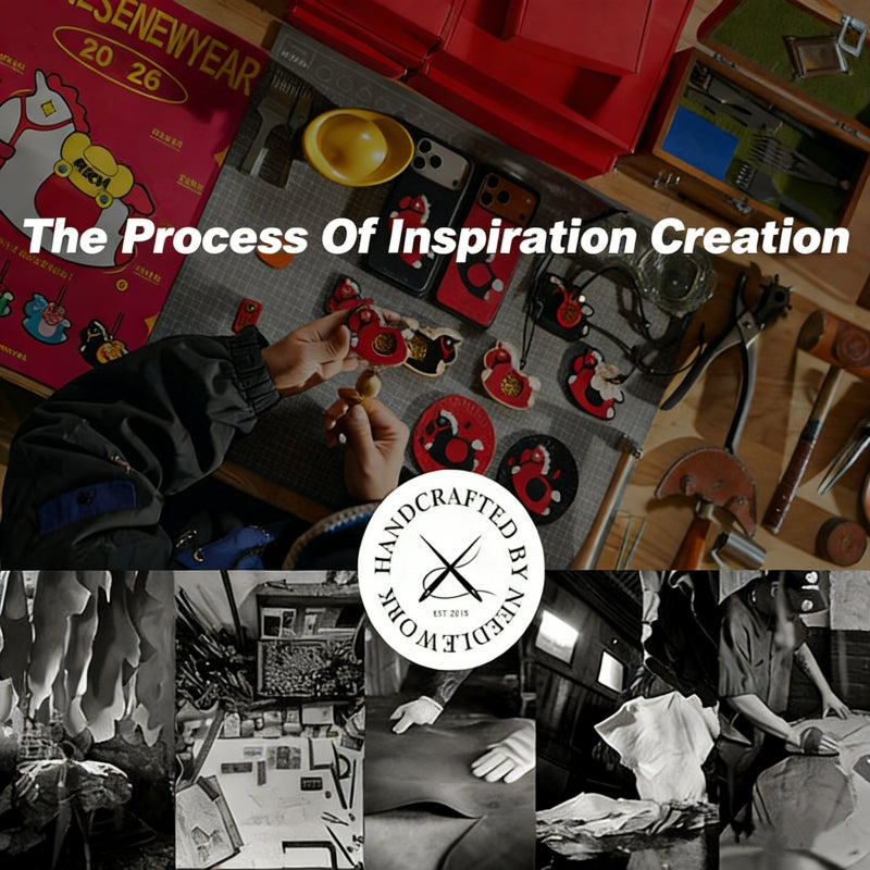 Needlework Lucky Fortune Horse Charm - Handcrafted Wood & Leather Ornament