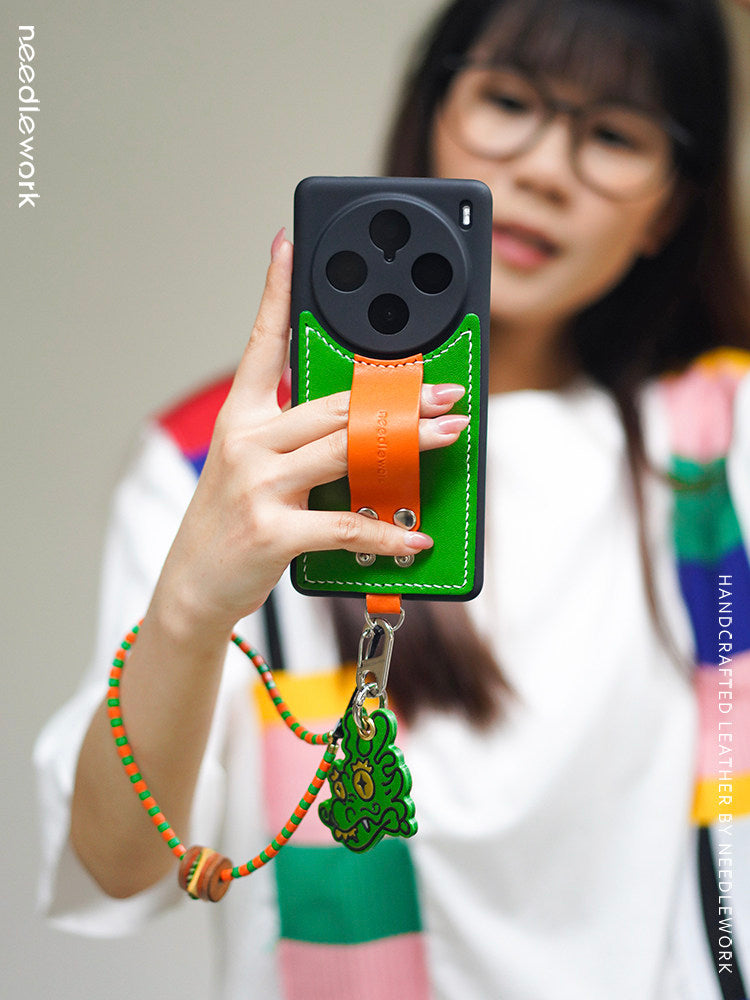 NEEDLEWORK Leather hanging neck strap phone case for vivo X200/X300/Pro