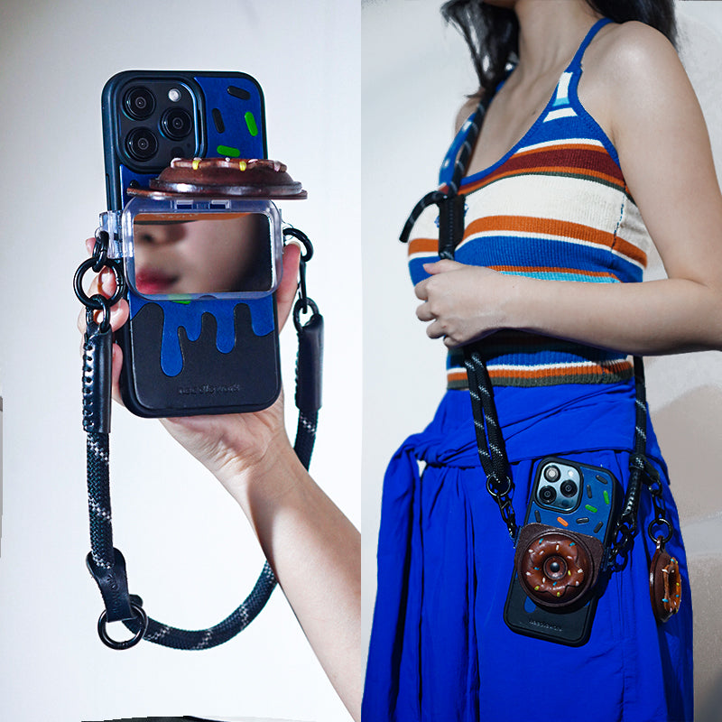 NEEDLEWORK Handcrafted Leather Ice Cream Mirror Holder Phone Case