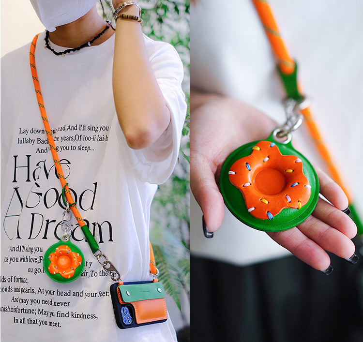 NEEDLEWORK Leather Donuts holder phone case for iPhone 11-16