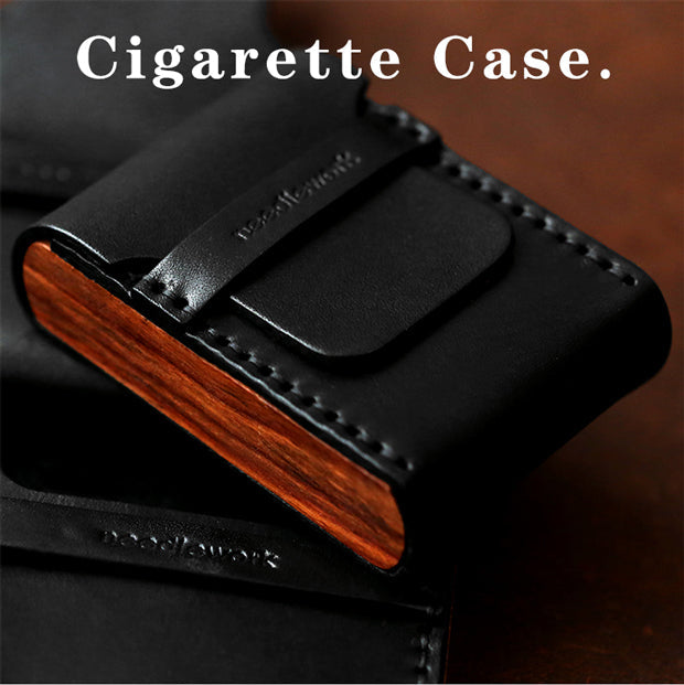 NEEDLEWORK Retro Leather Cigarette cases &Oil bottle lighter set