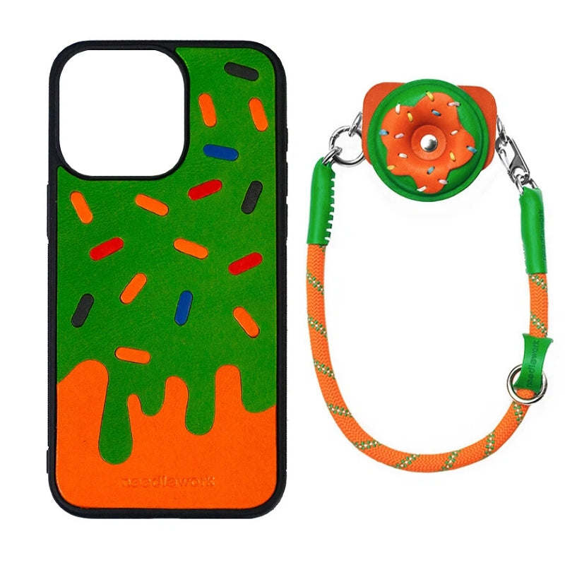 NEEDLEWORK Handcrafted Leather Ice Cream Mirror Holder Phone Case