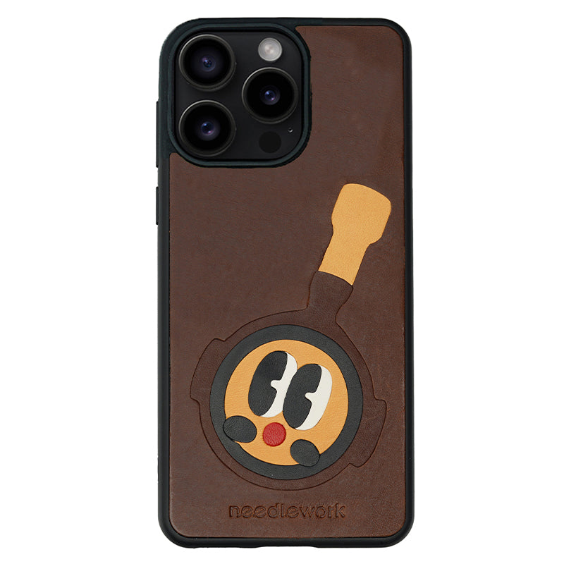 NEEDLEWORK Coffee themed Leather phone case for iPhone 14-16