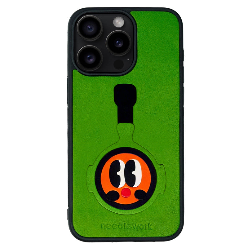 NEEDLEWORK Coffee themed Green Leather phone case for iPhone 11-13