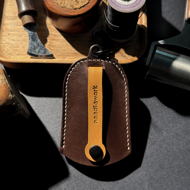 NEEDLEWORK Handcrafted Leather Keychain Universal fit Car Key Cover