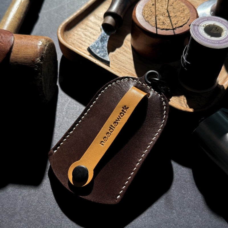 NEEDLEWORK Handcrafted Leather Keychain Universal fit Car Key Cover
