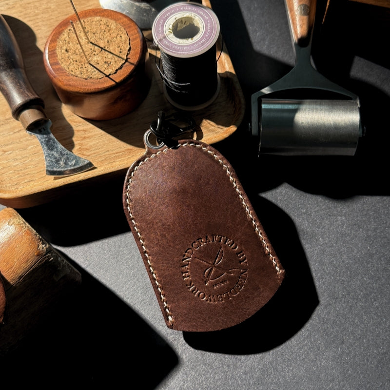 NEEDLEWORK Handcrafted Leather Keychain Universal fit Car Key Cover