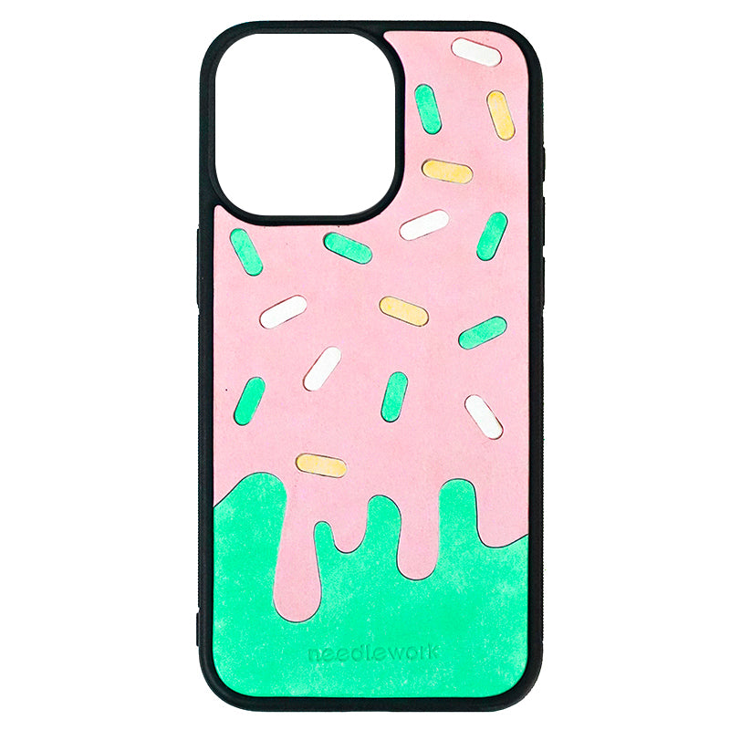 NEEDLEWORK Handcrafted Leather Ice Cream Mirror Holder Phone Case