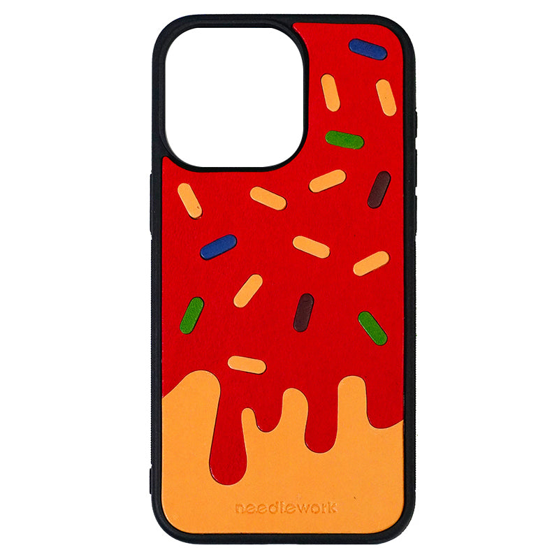 NEEDLEWORK Handcrafted Leather Ice Cream Mirror Holder Phone Case