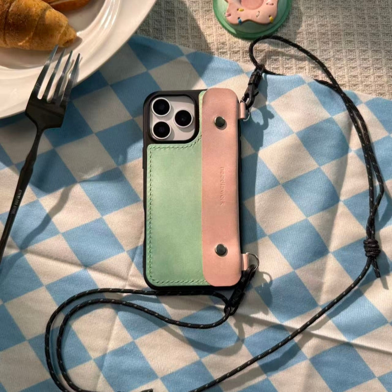 NEEDLEWORK Leather Purse Phone Case for iPhone 11-16 with Strap