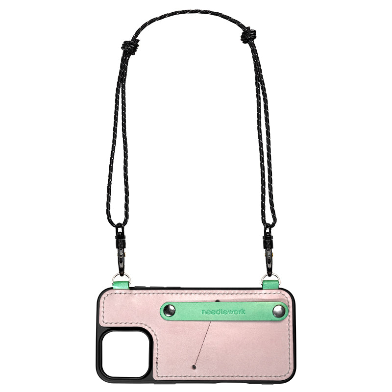 NEEDLEWORK Leather card holder phone case for iPhone 11-16 with Strap