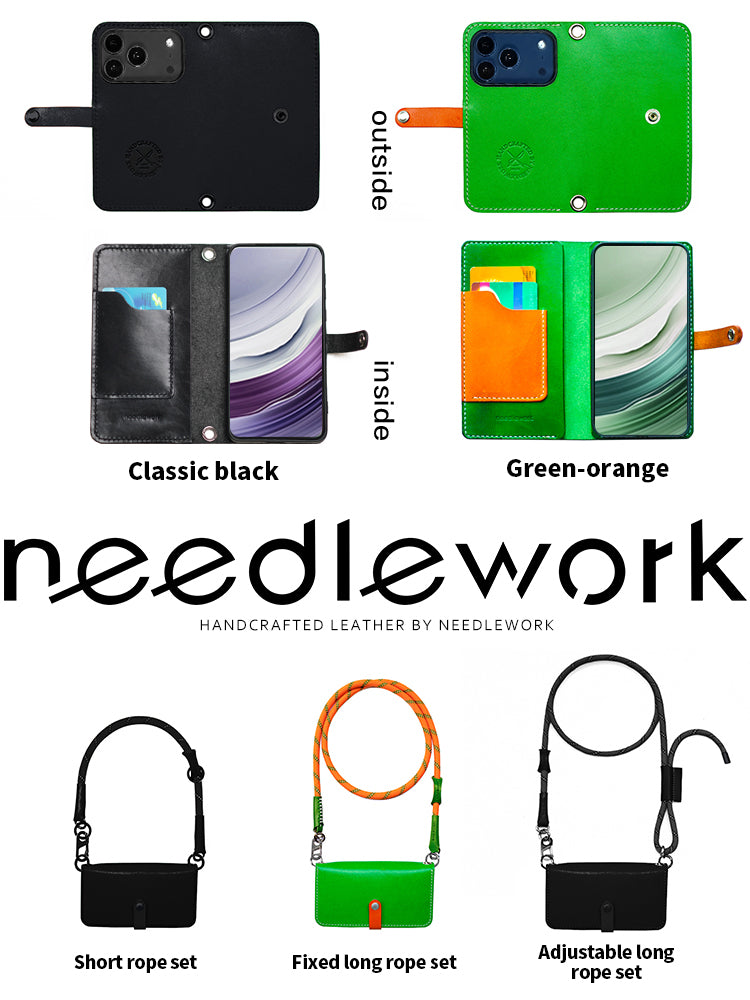 NEEDLEWORK Leather Flip cover wallet phone case for iPhone 11-17