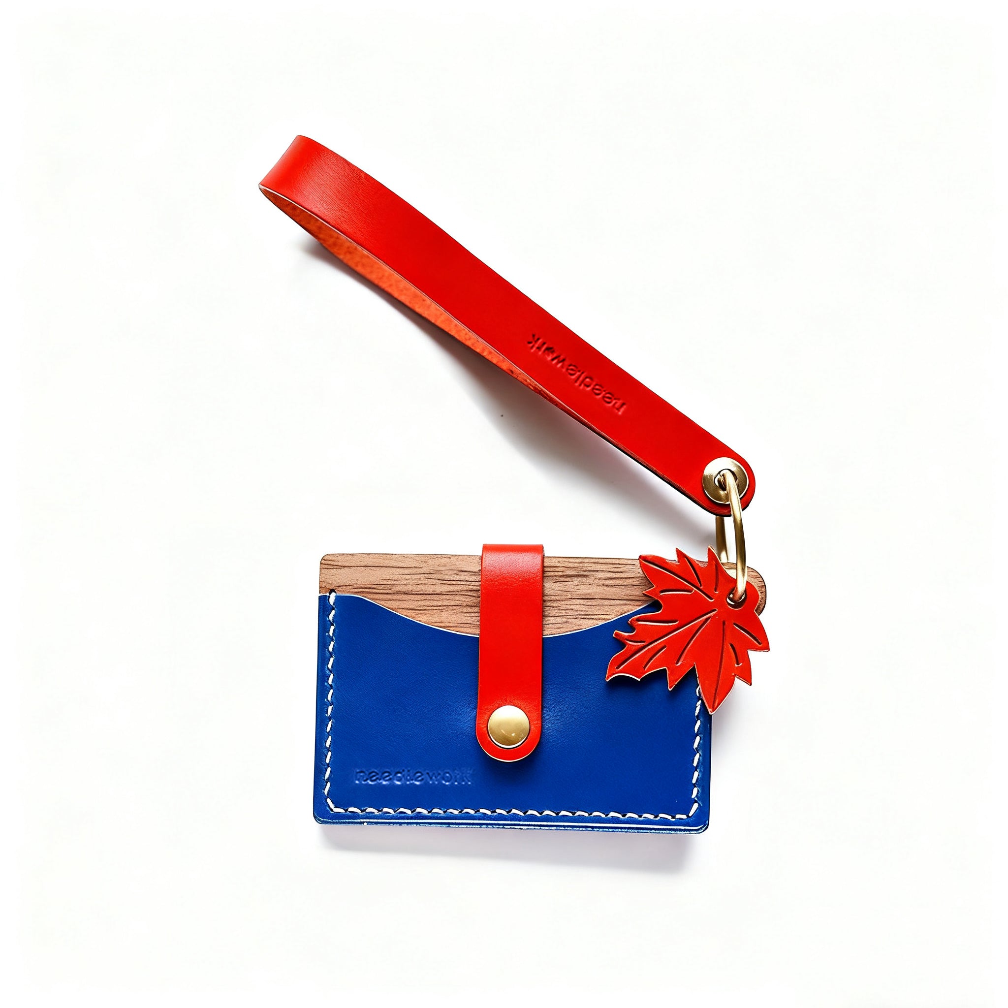 NEEDLEWORK Personalized Handmade Leather & Wood Series Card Holder