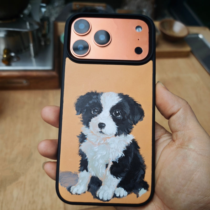 NEEDLEWORK Hand-Painted Leather Pet Customization Phone Case