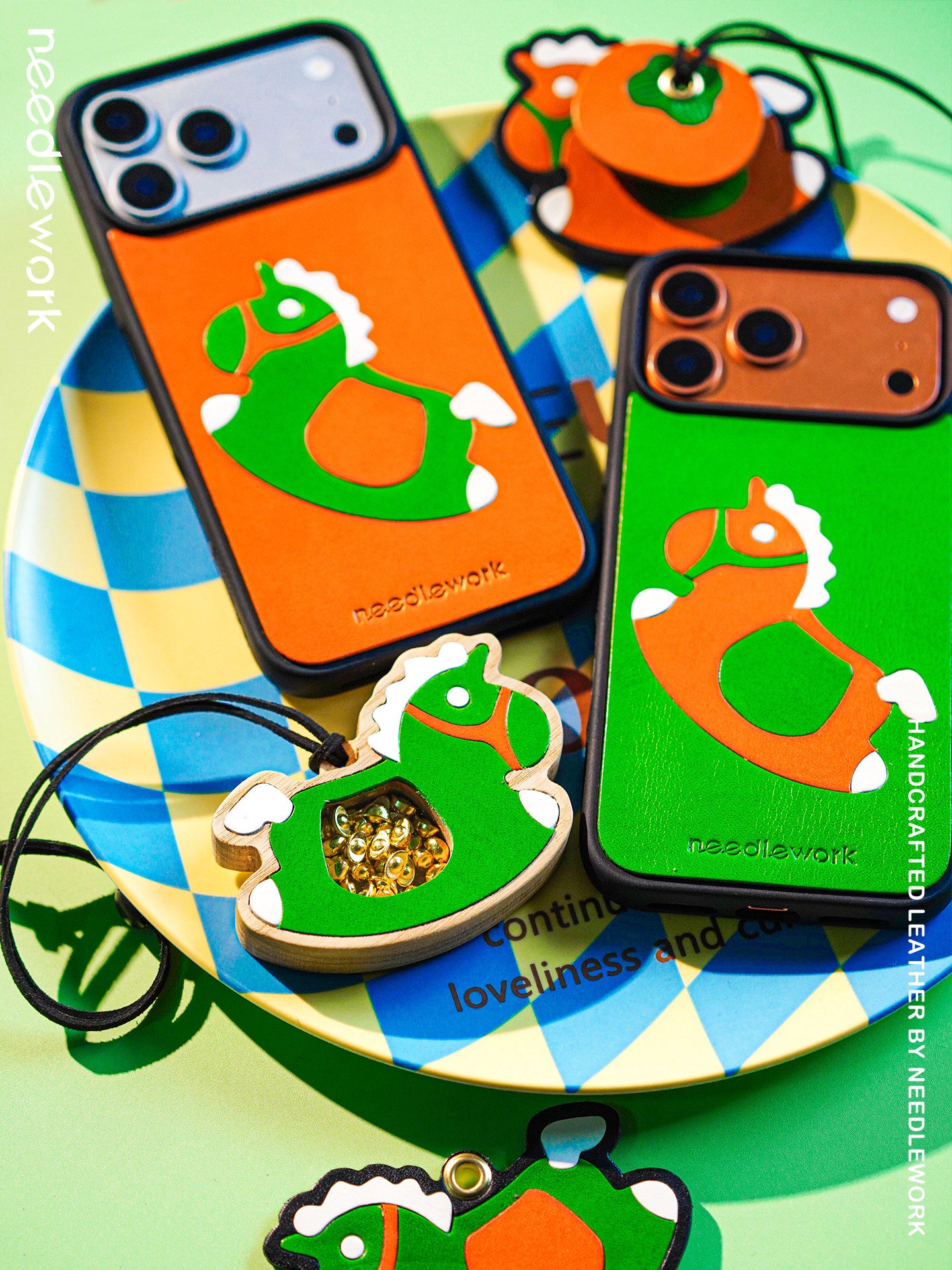 NEEDLEWORK Handcrafted Two-Tone Fortune Horse Phone Case