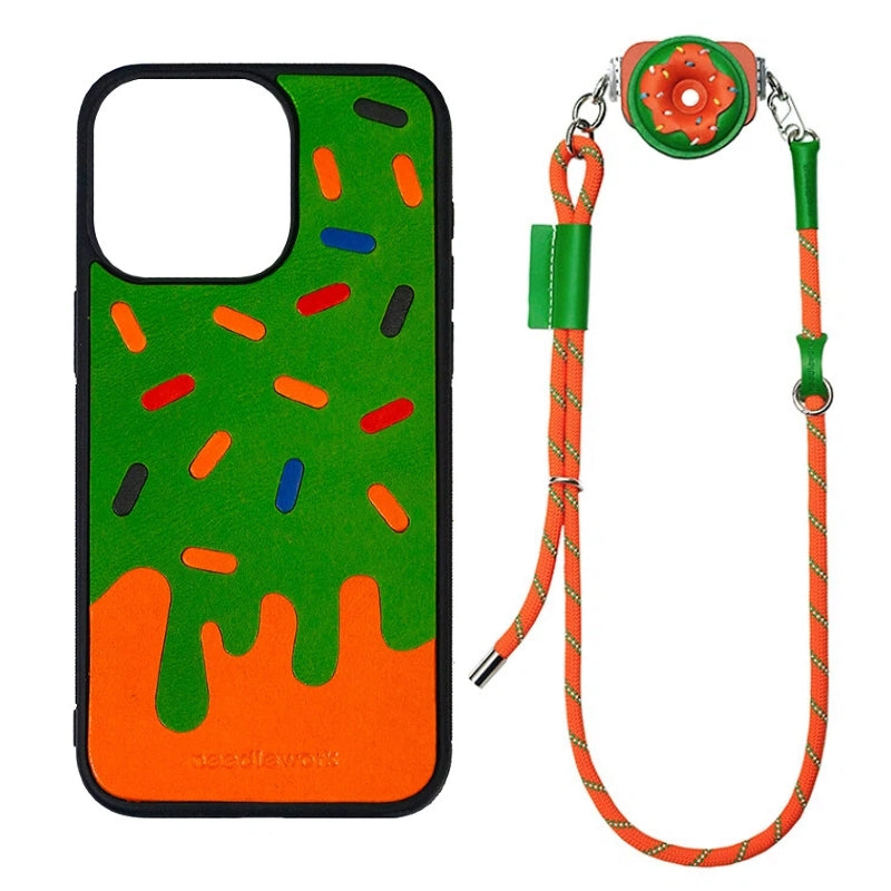 NEEDLEWORK Handcrafted Leather Ice Cream Mirror Holder Phone Case