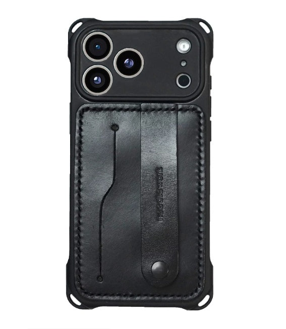 Needlework handcrafted leather iPhone 18 pro/ProMax card holder phone case