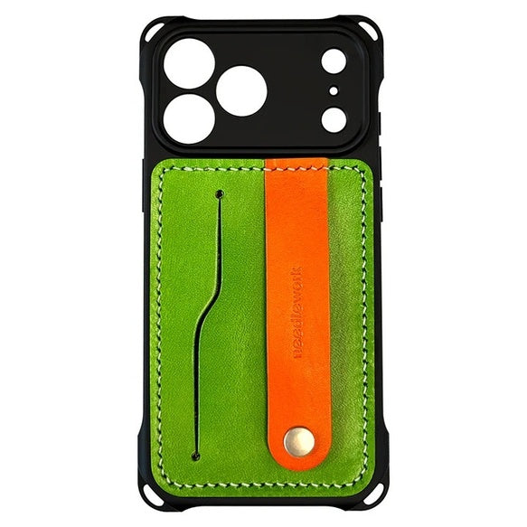 Needlework handcrafted leather iPhone 18 pro/ProMax card holder phone case