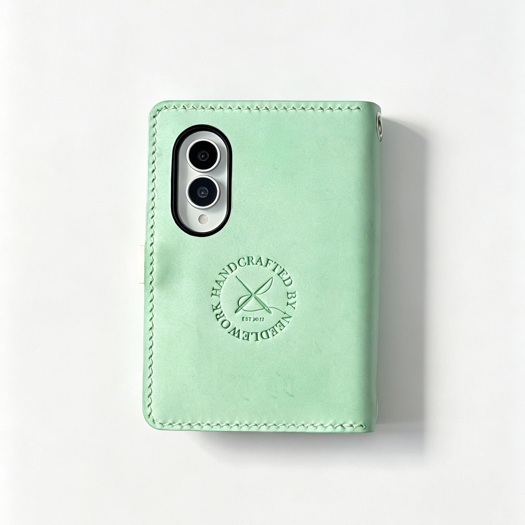 Samsung Galaxy Z Fold8 Leather Wallet Mint-pink Case with Photo Window & Strap