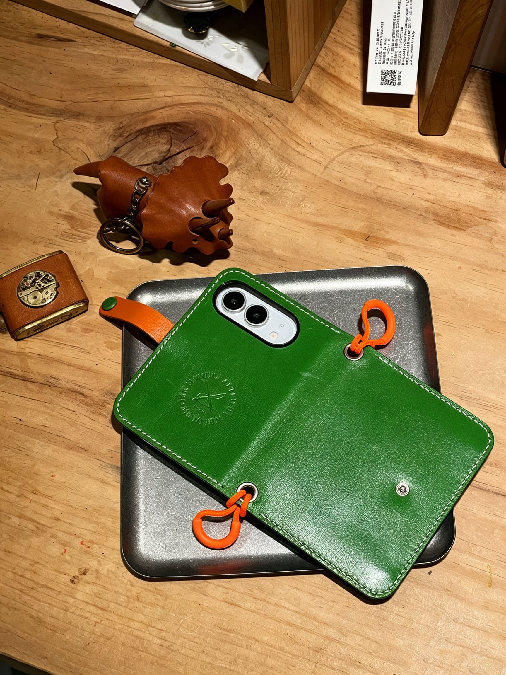 Hand-Stitched Italian Leather Crossbody Wallet for iPhone 18 fold ultra