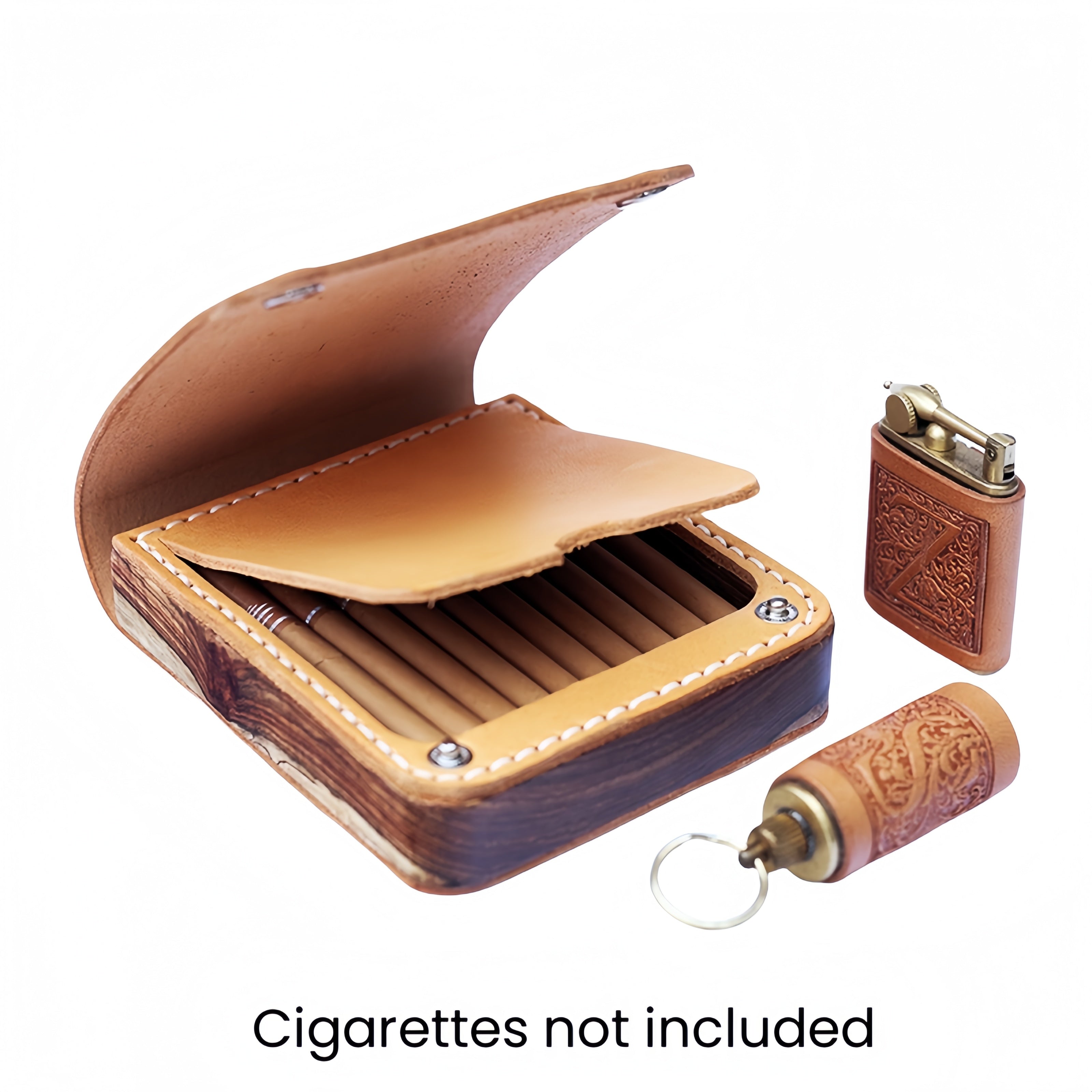 NEEDLEWORK Retro Leather Cigarette cases &Oil bottle lighter set